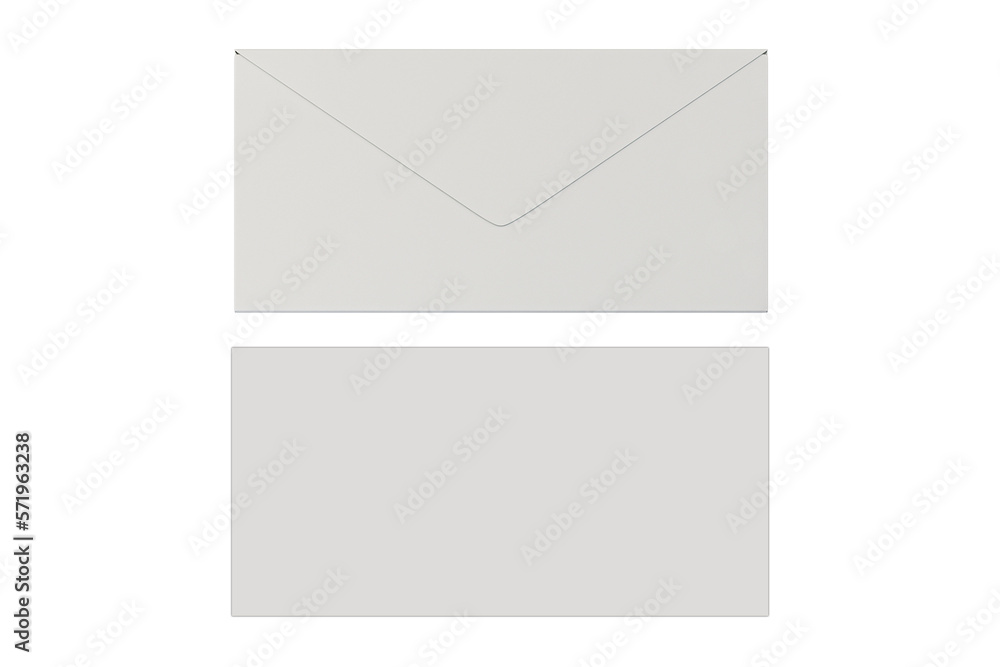 Poster envelop front and back side mock up isolated on a white background.3d rendering.