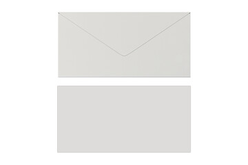 Envelop front and back side Mock up isolated on a white background.3d rendering.
