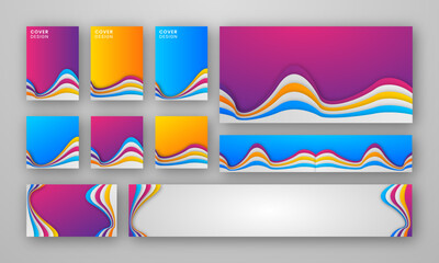 Set of colorful banners. Abstract background with violet, yellow and blues. for social media post, poster, web, landing, page, cover, ad, greeting, card, promotion. eps10