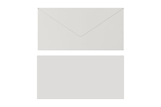 Envelop front and back side Mock up isolated on a white background.3d rendering.