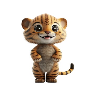personnage de bébé tigre mignon isolé sur fond transparent - illustration ia