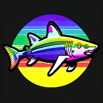 Rainbow Shark Animal Style Print Design Logo. Generative AI.