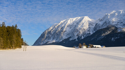 Mountain Grimming on a cold sunny day in winter