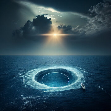UFO Hovers Over Ocean - Generative Ai