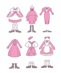 ピンクのアイドル衣装のイラストセット