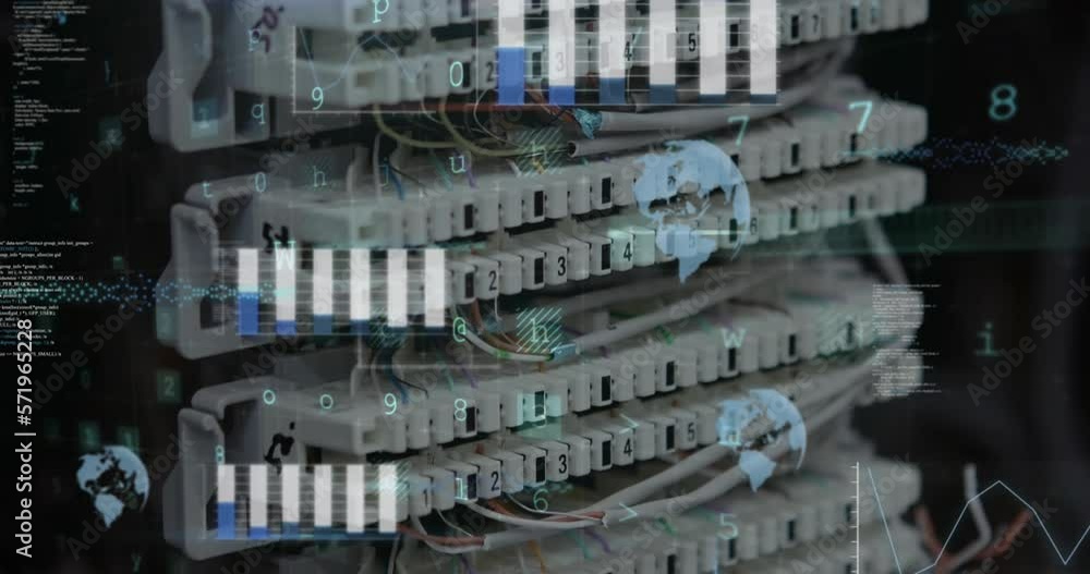 Poster animation of computing data processing and statistics over computer server