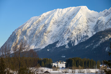 Mountain Grimming on a cold sunny day in winter