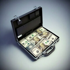 black suitcase with money