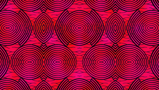 African fabric, seamless and textured pattern (red, pink and black colors), geometric design, HD image