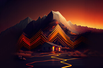 earthquake in the mountains. Generative Ai