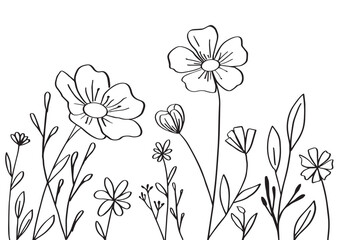 Blumenwiese Line Art