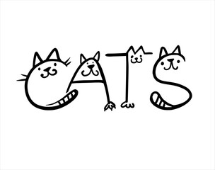 Logo cat. Letters made like cats. Vector design logo. Vector illustration. Funny cartoon logo symbol design