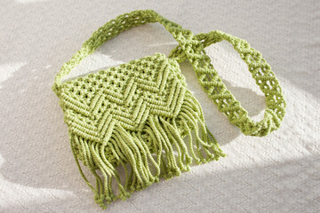 Handmade macrame cotton сross-body bag. Eco bag for women from cotton rope. Scandinavian style...