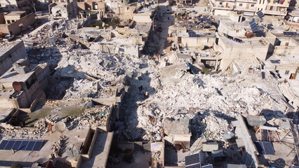 Turkey and Syria earthquake. Ruined houses after a strong earthquake.