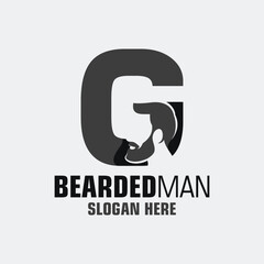 Letter G Bearded Man Logo Design Template Inspiration, Vector Illustration.