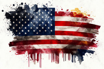 American flag of the United States of America background with a distressed vintage weathered effect also known as the Stars and Stripes, computer Generative AI stock illustration image