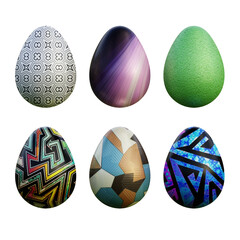 Realistic 3d easter eggs in abstract seamless vector fantasy lines patterns