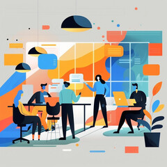 A team of business executives in a , Generative AI