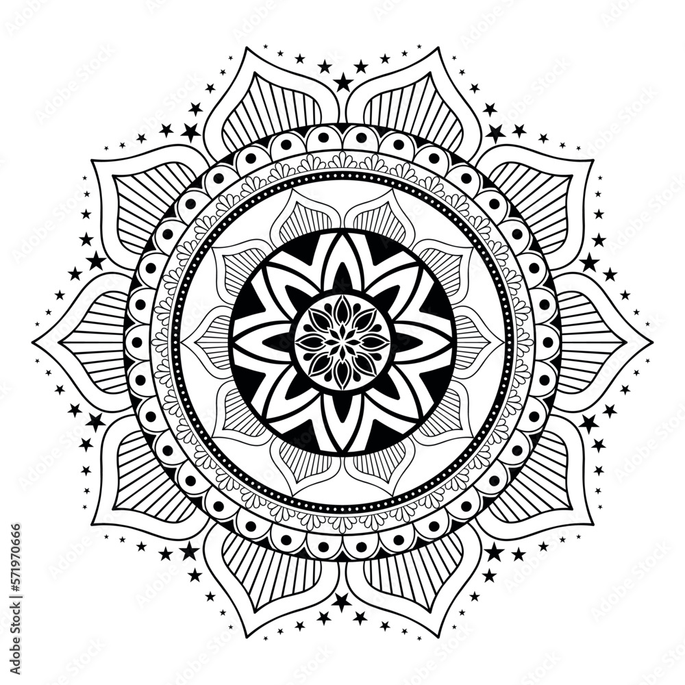 Wall mural mandala design black look all are vector