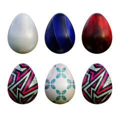 Realistic 3d easter eggs in seamless geometric vector patterns