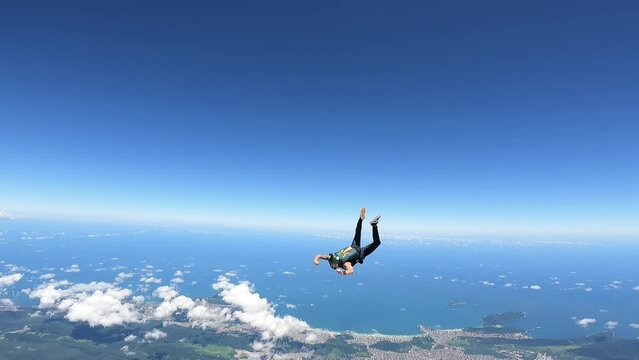 Skydiving over the Santos Port, S&atilde;o Paulo state, Brazil.