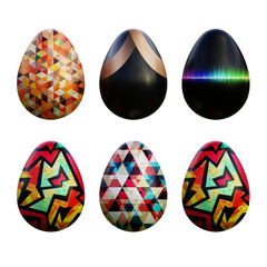 Realistic 3d easter eggs in seamless geometric vector patterns
