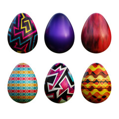 Realistic 3d easter eggs in abstract seamless vector fantasy lines patterns