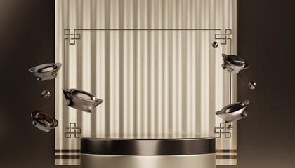 Gold stage podium decoration suitable for products.