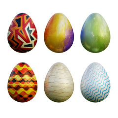 Realistic 3d easter eggs in seamless geometric vector patterns