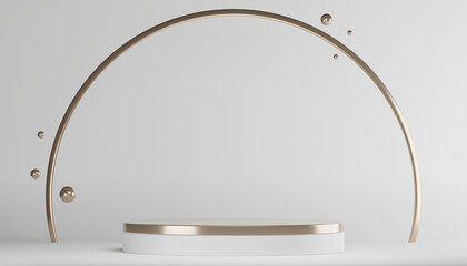 Abstract Podium minimal geometric white and gold