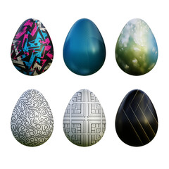 Realistic 3d easter eggs in seamless colored gradient patterns