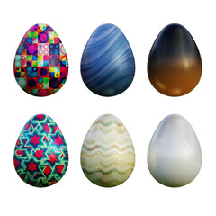 Realistic 3d easter eggs in seamless colored gradient patterns