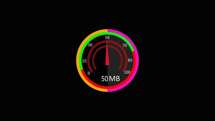  simple internet speed meter  with hi-tech gauge showing internet speed  illustration. 