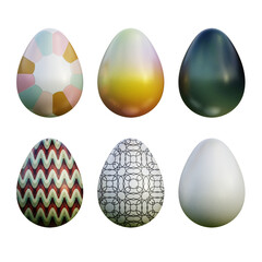 Realistic 3d easter eggs in seamless geometric vector patterns
