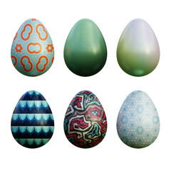 Realistic 3d easter eggs in seamless geometric vector patterns