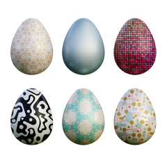 Realistic 3d easter eggs in seamless vector gradient illustrations