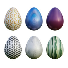 Realistic 3d easter eggs in seamless geometric vector patterns