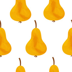 Pear endless seamless pattern vector illustration with watercolor effect. Fruit pear print for wrapping paper, wallpapers, covers, clothes