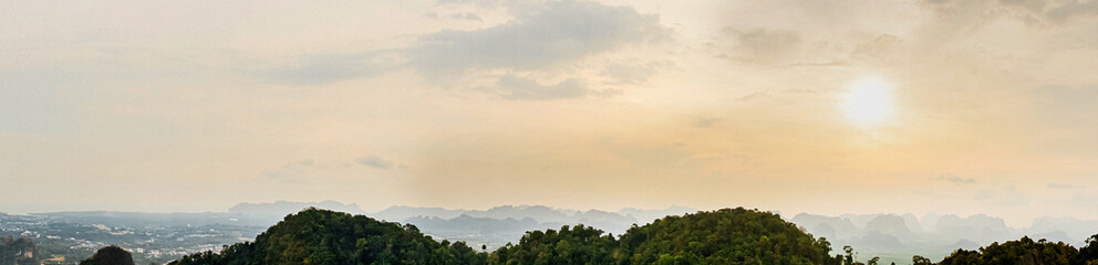 evening view at sunset from mountain Tiger Cave Temple Krabi