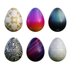 Realistic 3d easter eggs in seamless vector gradient illustrations