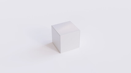 Square packaging box. Isolated Cardboard packaging. 3D illustration of box. Single white box on white background  