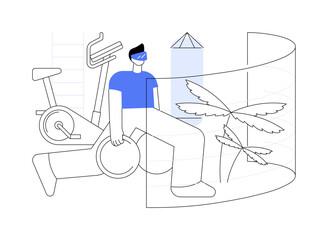 VR fitness gym abstract concept vector illustration.