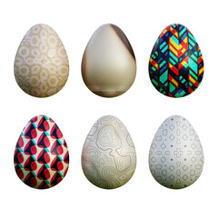Realistic 3d easter eggs in seamless geometric vector patterns