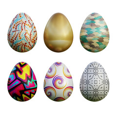 Realistic 3d easter eggs in seamless colored gradient patterns