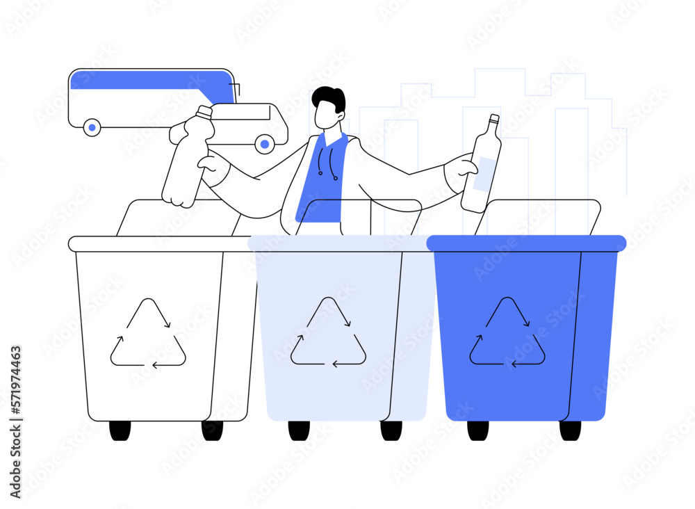 Poster garbage collection and sorting abstract concept vector illustration.