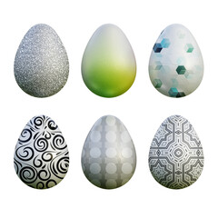Realistic 3d easter eggs in abstract seamless vector fantasy lines patterns