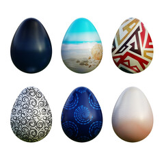 Realistic 3d easter eggs in seamless colored gradient patterns