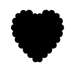 Vector isolated heart shape with wavy edges template colorless black and white outline silhouette shadow shape