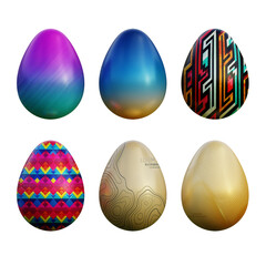 Realistic 3d easter eggs in seamless vector gradient illustrations