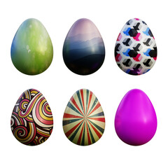 Realistic 3d easter eggs in seamless geometric vector patterns